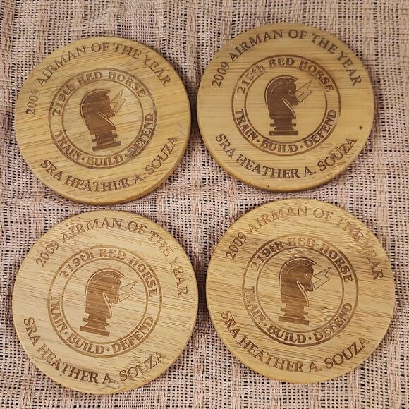 2009 Airman Of The Year 219th Red Horse Award Coasters Set Of 4 - Picture 1 of 4